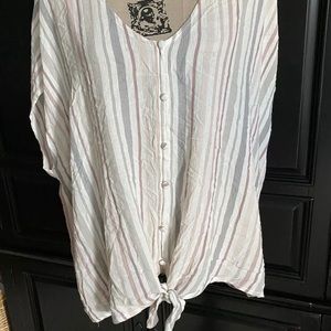 Torrid 2 Striped Dolman Sleeve Tie Front Blouse 2X